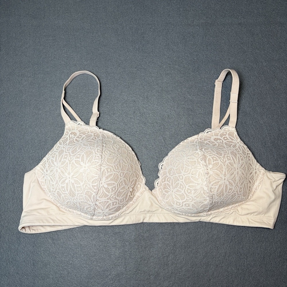 Maidenform Light Pink Lace Wireless Wire Free Bra Bralette Adjust Straps Sz 2XL